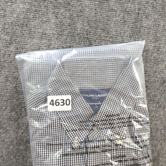 Ralph Lauren Tilden Shirt Medium Golf Vintage Blue Gingham Check Long Sleeve - Picture 10 of 10